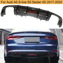 Aerofófio difusor para para-choque traseiro em fibra de carbono, para audi a5 s-line s5 sedan 4 portas 2017-2020, com luz de led 2024 - compre barato