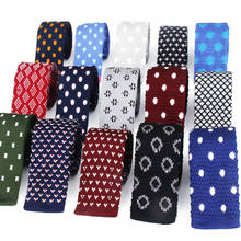 Gravata de malha masculina, gravata fina artesanal de poliéster com bolinhas 2024 - compre barato
