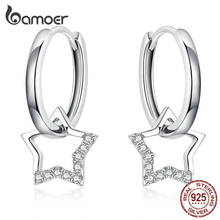 bamoer Statement Wedding Jewelry Clear CZ Earrings with Star Charm Women Genuine 925 Sterling Silver Fine Jewelry BSE276 2024 - купить недорого