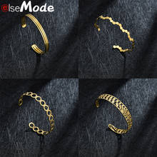 ELSEMODE Fashion 4 Styles Gold Irregular Hollow Oval Bracelet Stainless Steel Charm Bangle For Couple Women Jewelery Gift 2024 - buy cheap