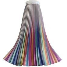 2021 summer  autumn fashion new rainbow pleated skirt women high waist mid calf long skirt 2024 - buy cheap