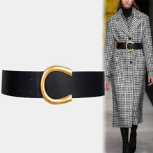 Big Metal Buckle Cow Leather Waist Belt Women Girl Strap Vintage Luxury Wide Solid cowskin Waistbands For Shirt Dress Decorate 2024 - buy cheap