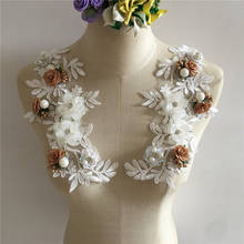 Jóia decoração roupas flores bordado pérola abs decoração decote renda acessórios 2024 - compre barato