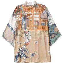 Japanese Style Women Men Vintage Print Cardigan Shirt National Traditional Yukata Asian Clothing Haori Obi Blouse Cosplay Kimono 2024 - buy cheap