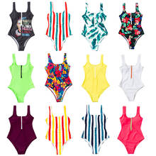 Sexy Zipper One-Piece Women's Swimsuit Push Up Padded Bodysuit High Leg Thong Monokini Open Back Bikini Swimwear Hot Beach Wear 2024 - buy cheap