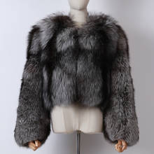 Chaqueta de piel de zorro natural para mujer, abrigo corto, chaqueta de pelo real 2024 - compra barato