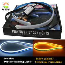 45cm 60cm LED Slim Flexible daytime running lights drl Turn Signal cars running lights Yellow Flowing Headlight LED Strip Light 2024 - buy cheap