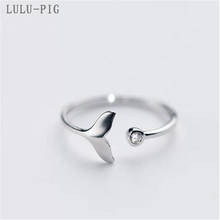 LULU-PIG 925 Silver Ring Fishtail Lady Adjustable 11-15 Wave Ring Merman Micro Set Ring R0074 2024 - buy cheap