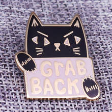 Broche de gato, broche esmaltado con parte posterior de cangrejo, insignia feminista, joyería de defensa 2024 - compra barato