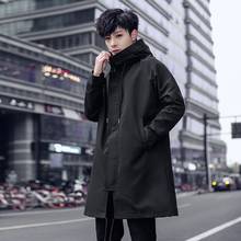 Autumn Windbreaker Men Loose Fit Hoody Trench Casual Safari Style Mid Long Coat Teenager Outerwear Trench Solid Colors Plus Size 2024 - buy cheap