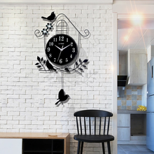 Деревянные винтажные настенные часы с маятником, украшение для дома, современные настенные часы в скандинавском стиле, для гостиной, современные, простые, креативные 2024 - купить недорого