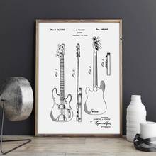 Charol de bajo de precisión, guitarra de guardabarros, póster de pared, decoración de habitación, impresión vintage, blueprint, idea de regalo de músico, decoraciones musicales 2024 - compra barato