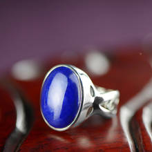 Кольцо из стерлингового серебра 925 пробы для женщин, персонализированные большие кольца Lapis Lazuli, натуральный камень, ювелирные изделия, Anillos 2024 - купить недорого