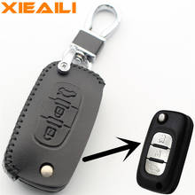 XIEAILI Genuine Leather Remote 3Button Flip Key Case Cover For Lada Sedan/Largus/Kalina/Granta/Vesta S69 2024 - buy cheap