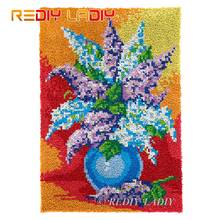 Tapete de flores lilacs, kit de tapete com fios robustos, de crochê, para artesanato e artesanato, 58x82cm 2024 - compre barato