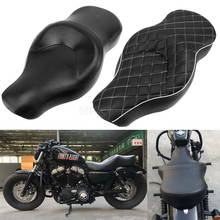 Black Motorcycle Leather Driver Rider Passenger Touring Two-Up Cushion Seat For Harley Sportster XL iron 883 1200 48 Forty-eight 2024 - buy cheap