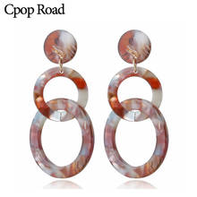 Cpop Fashion Double Round Acrylic Earrings for Women Color Red Gray Leopard  Acetic Acid Pendant  Dangle Earrings Resin Jewelry 2024 - buy cheap