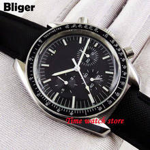 40mm Bliger Multifunction automatic wrist watch men date week display luminous scratch proof glass waterproof  black strile dial 2024 - buy cheap