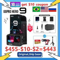 Cámara de Acción subacuática GoPro HERO 9, negra, 4K, 5K, con pantalla frontal a Color, cámara deportiva, fotos de 20MP, transmisión en vivo, PK, HERO 10 2024 - compra barato