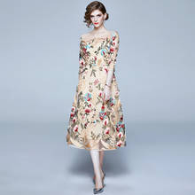 2020 летнее высококачественное подиумное милое платье с цветочной вышивкой, женское Модное Элегантное пляжное Сетчатое платье с коротким рукавом для отдыха 2024 - купить недорого