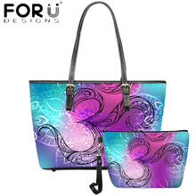 FORUDESIGNS Luxury 2pcs PU Leather Totes Bags For Women Boho Style OM Printing Vintage Ladies Top-Handle Bag Shoulder Bag Mujer 2024 - buy cheap