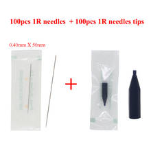 100 Pcs 0.4 1R Traditional Tattoo Needle With needle cap For G-8650 G-9740 Giant sun Permanent Makeup Machine Disposable Eyebrow 2024 - buy cheap