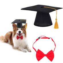2Pcs/Set Pet Dog Graduation Cap Bow Tie Decoration Photography Props Head-wear Hat Costume Accessories 2024 - buy cheap