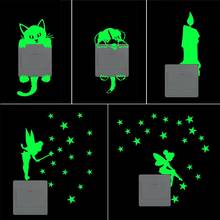 3D wall stickers for kids rooms cat Luminous Sticker glow in the dark stars fairy wall stickers bedroom home decor living room 2024 - buy cheap