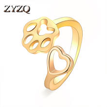 ZYZQ милые кольца в форме медвежонка в форме лапы с милым сердцем, открытые кольца цвета: розовое золото, серебро, Blacke, доступные повседневные аксессуары, оптовая продажа 2024 - купить недорого