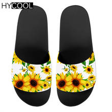 HYCOOL Women Men Slippers 2020 Summer Slide Sandals Sunflower Printing Couple Lover Casual Bathroom Home Indoor Slipper Non-Slip 2024 - buy cheap