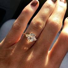 Классическое обручальное кольцо с 4 когтями, Женское Обручальное кольцо с кубическим цирконием класса ААА для женщин, серебряные ювелирные изделия 2024 - купить недорого