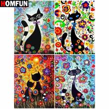 HOMFUN Diamond Painting Full Square/Round Diamond "Cat cartoon"Pattern Embroidery Cross Stitch 5D Rhinestone Painting 2024 - buy cheap