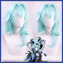 Genshin Impact Eula Wig Cosplay Light Blue Highlight White Short Mullet Heat Resistant Hair Women Halloween Role Play 2024 - buy cheap
