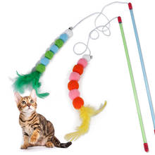 Funny Cat Toy Fishing Rod Kitten Cat Pet Toy Stick Teaser Rainbow Streamer Interactive Cat Play Wand With Feather Toys #50g 2024 - buy cheap