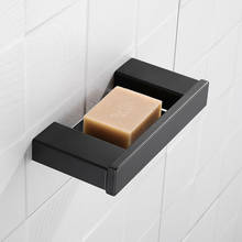 Soporte de almacenamiento para jabonera, cesta cuadrada de acero inoxidable negro para baño, jabonera montada en la pared para ducha 2024 - compra barato