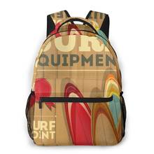 Mochila de viagem casual surf poster boards escola saco de moda bolsa de ombro para adolescente bagpack 2024 - compre barato