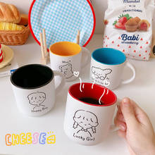 Ins criativo bonito dos desenhos animados caneca de café leite cerâmica casal simples casa cozinha decoração copos para presente conjuntos 2024 - compre barato