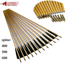 Linkboy Archery 6/12PCS Carbon Arrow ID6.2 5Inch Turkey Feather 100gr Tips Compound Recurve Bow Hunting Arrows 2024 - buy cheap