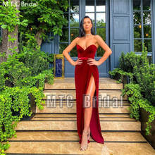 Sexy Prom Dresses Long Velvet High Slit Special Occasion Party Dress For Women Formal Evening Gowns Plus Size Robe De Soiree 2024 - buy cheap