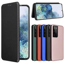 Для Samsung Galaxy S21 ультра углеродного волокна ПК жесткий держатель для карт тонкий кожаный чехол для Samsung S21 плюс S21 + 5G Чехол-бумажник с откидной крышкой 2024 - купить недорого