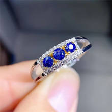 Luxury 100% 925 Sterling Silver Natural Sapphire Gemstone Wedding Engagement Ring Fine Jewelry Wholesale 2024 - buy cheap