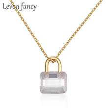 Korea Light Luxury Jewelry 925 Silver Zircon Mini Lock Necklace with Clear Zircon Pendant Necklaces for Girls Party Gift S925 2024 - buy cheap