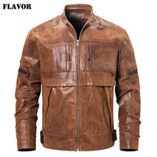 Casaco de couro de porco genuíno para motocicleta, jaqueta masculina quente de couro de porco 2024 - compre barato