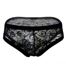 Mens Briefs Slip Homme Sexy Underwear Lace Transparent Mesh Low Waist Boyshort Black Under Wear Man Ropa Interior Hombre 2024 - buy cheap