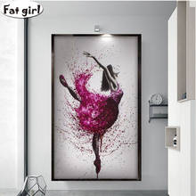 5D Diy Diamond painting cross stitch abstract Dancing Ballerina embroidery square round mosaic Vertical entrance hallway mural 2024 - buy cheap