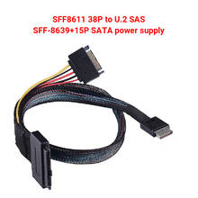 SFF8611 38Pin для U.2 SAS SFF-8639 + 15Pin SATA Соединительный кабель с разъемом кабеля Мощность шнур сервер данных Соединительный кабель для стационарного персонального компьютера Чиа Miner Rig 2024 - купить недорого