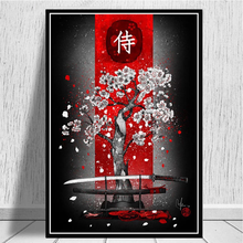 Bushido-pintura de diamante japonés Sakura Samurai, bricolaje, cuadrado, redondo, mosaico, rompecabezas, imagen de diamantes de imitación, bordado de cuentas 2024 - compra barato
