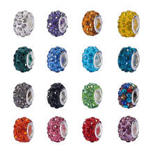 Cuentas con orificio de resina para diamantes de imitación, cuentas con núcleo de plata de latón, Color Rondelle, 12x8mm, agujero: F80 4mm, 50 Uds. 2024 - compra barato