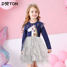 DXTON Unicorn Girls Dress Irregular Kids Dress Birthday Party Costumes Flying Sleeve Princess Dress Christmas Children Clothing 2024 - buy cheap