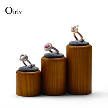 Oirlv-Conjunto de 3 unids/set de exhibición de joyería, soporte de anillo redondo de madera maciza, soporte de joyería, decoración, escaparate 2024 - compra barato